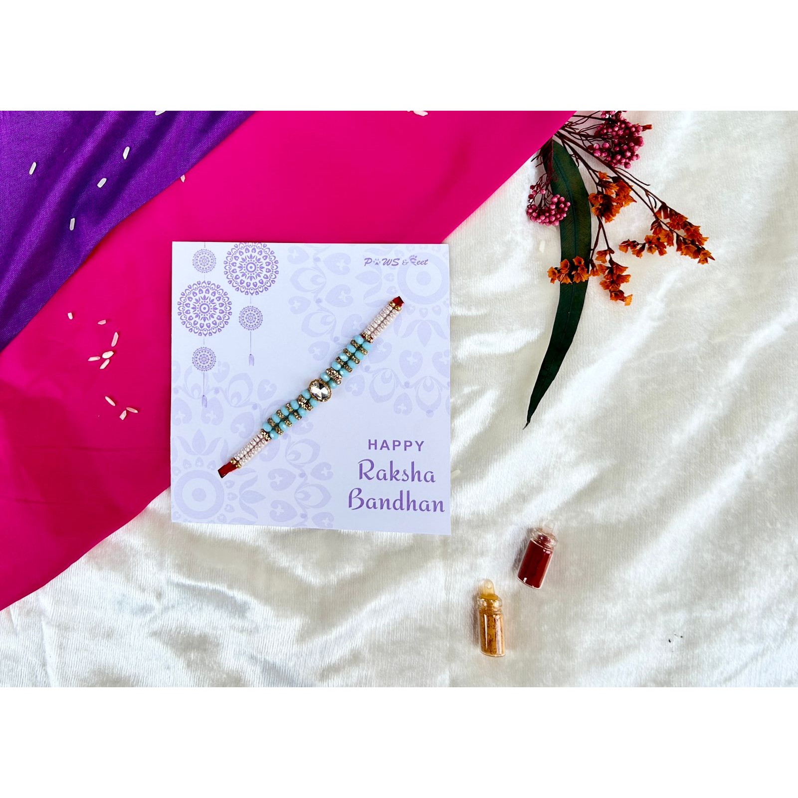Oval stone blue Rakhi