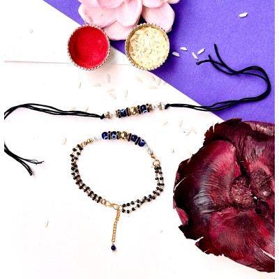 Blue Evil Eye Mangal Sutra Rakhi — handmade in India by Paws & Feet