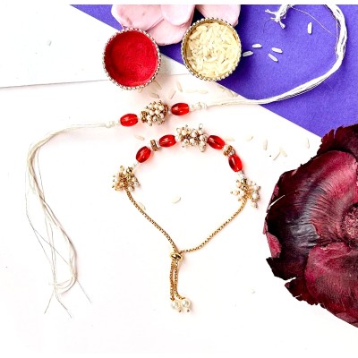 Red Gajrara Rakhi — handmade in India by Paws & Feet