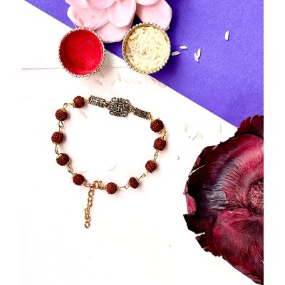 Rudraksha bracket Rakhi — handmade in India by Paws & Feet