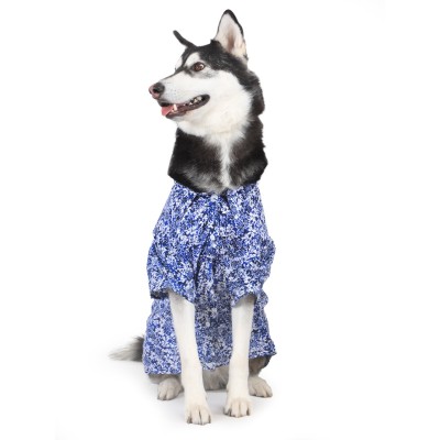 Blue Floral Dog Shirt — handmade in India by Paws & Feet