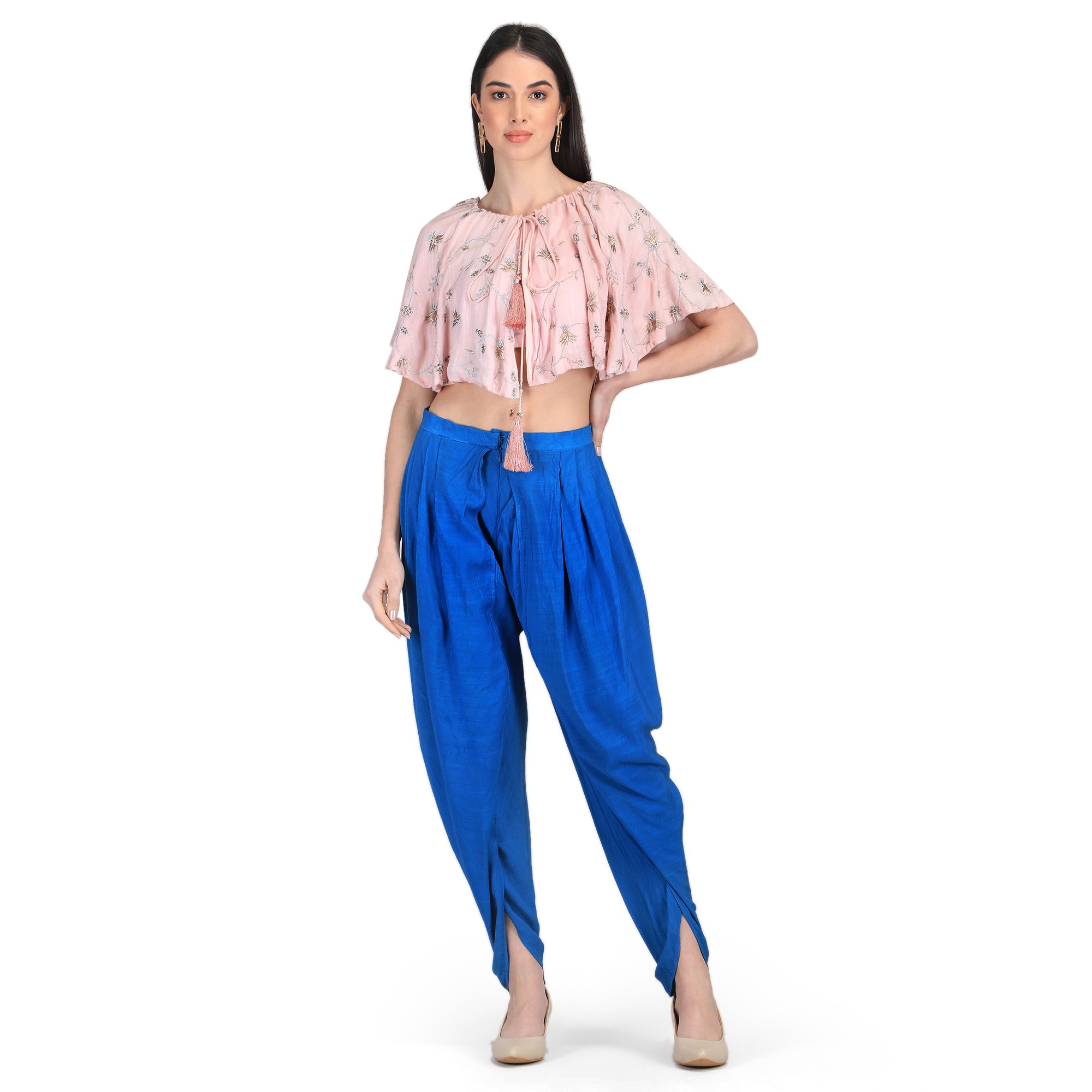 Peplum Cape and Dhoti 3 pcs set