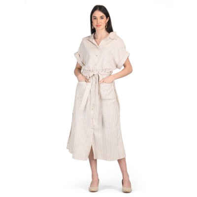 Front Pockets Button Down Shirt Dress — handmade in India by Paws & Feet